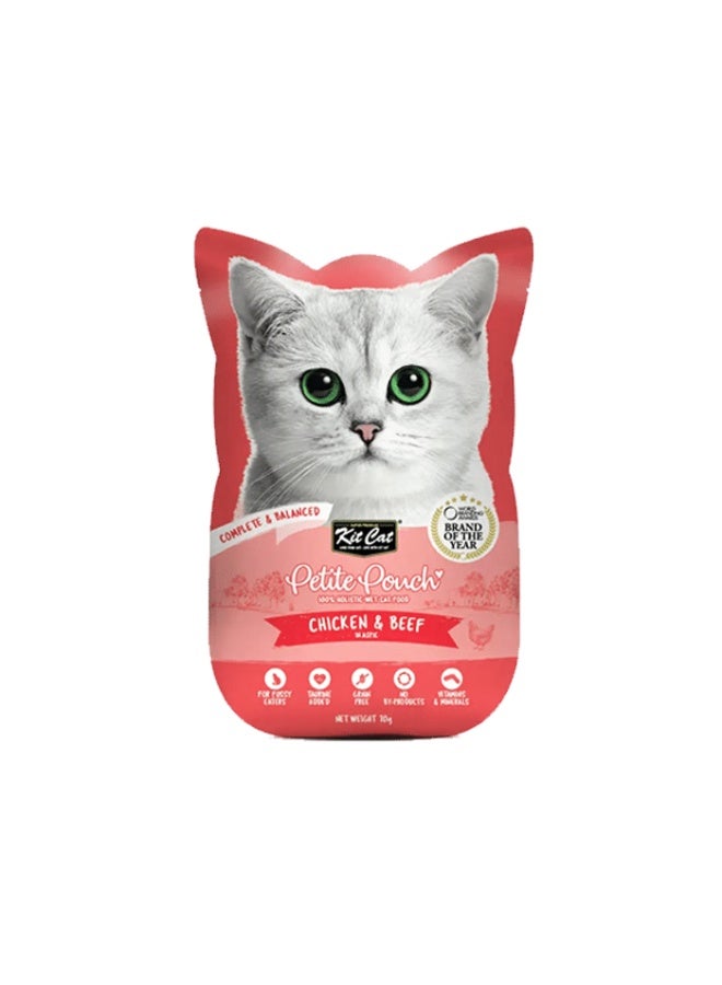 Kit Cat Petite Pouch Wet Cat Food with Chicken & Beef in Aspic 70 gr